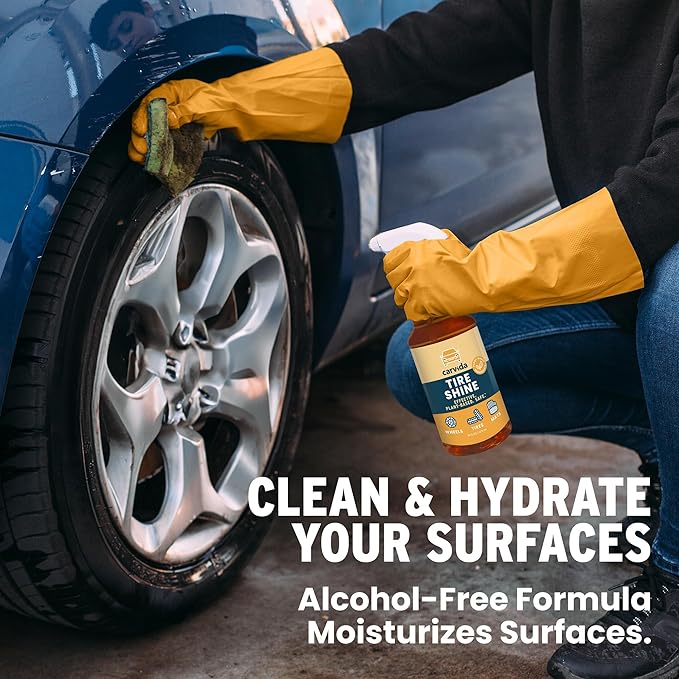 Tire Shine, Plant-based and Hydrating Cleaner for Tires, Wheels, and Automotive Surfaces, 16oz