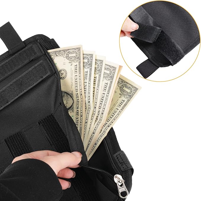 OMU 2 Pack Black Rugged Tactical Multi-Functional Car Sun Visor Organizer With Micro ID Carrier Pocket, MOLLE Visor Organizer Bag, Sunglass Holder