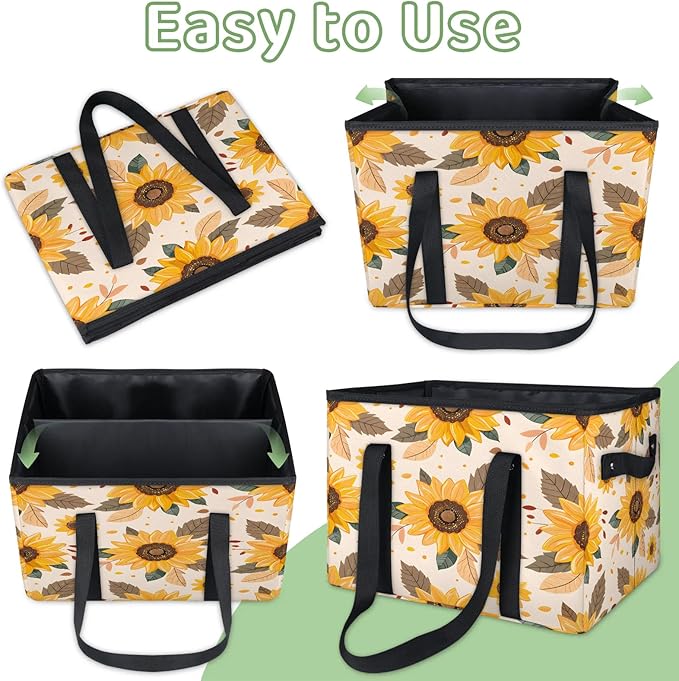 Reusable Grocery Bag, Foldable Large Shopping Tote Bag for Groceries Kitchen Picnic Car Trunk