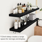 Fun Memories 48Inch Floating Shelves, 9.3Inch Deep Rustic Wall Shelves - Extra Deeper & Thicker Wall Mounted Storage Shelf fo