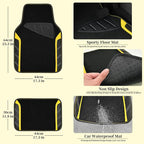 CAR PASS Leather Steering Wheel Cover and Waterproof Car Floor Mats,Microfiber Universal Car Combo Fit for 95% Sedan SUV Van 