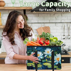 Reusable Grocery Bags Heavy Duty Shopping Bags Foldable Large Tote Bags with Long Handles & Hard Bottom