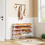Tajsoon Expandable Shoe Rack for Closet 4 Tier, 29“-41“Adjustable & Stackable Shoe Shelf Storage, Metal Shoe Rack Organizer f