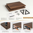 Deep Floating Shelves Wall Mounted, 16"x12" Walnut Wall Shelves with Brackets Set of 2 for Bedroom, Living Room, Bathroom, Ki