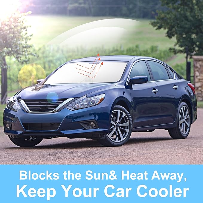 TINGLU Sun Shade for Nissan Altima Sedan 2013-2018 Accessories Windshield Sun Shade Window Shade UV Rays Protection Sun Visor Cover with Steering Wheel Sunshade Storage Bag