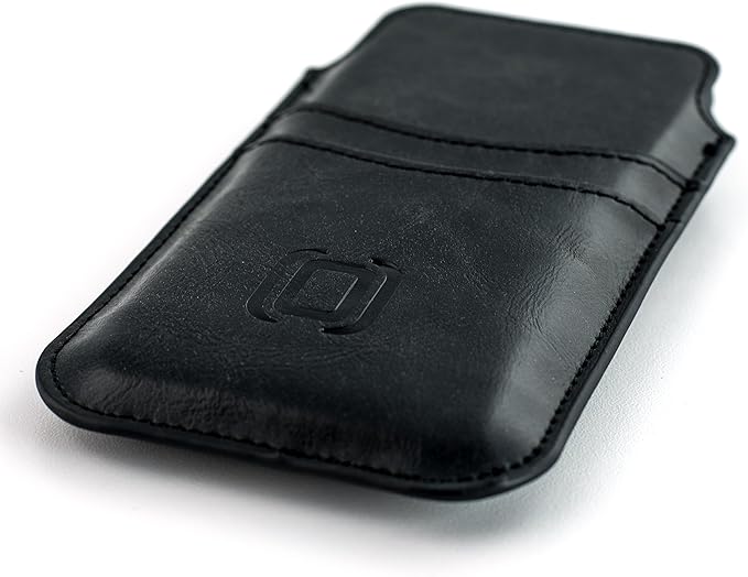 Dockem Provincial Wallet Sleeve for 6.5-6.7" iPhones, Vintage PU Leather, 2 Card Slots [Black]