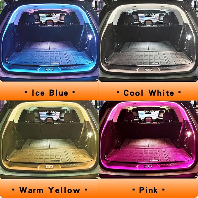 SUV Trunk Led Light Strip,Soft Rubber Ambient Lighting Bar Interior Decoration Bright Low Power Waterproof Concealed Installation Scalable 177 inch 12V 8W Warm White
