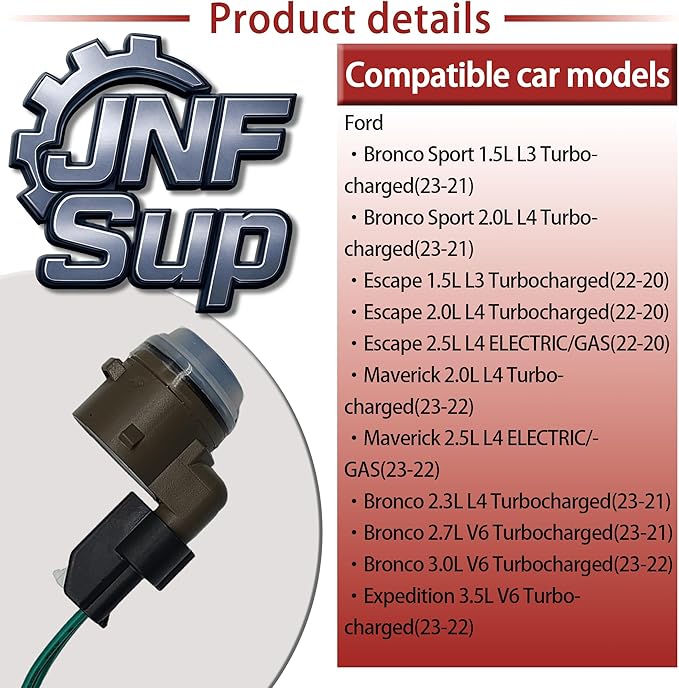 Parking Aid Sensor, Universal Fit Backup Alarm for Ford Bronco, Escape, Expedition, Maverick, Black, 3-Terminal Male Connecto