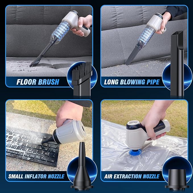 Handheld Car Vacuum - 15000Pa Cordless Wet/Dry, 120W High Power with Complete Accessory Kit for Cars, Pet Hair, Home & Office