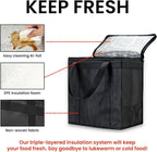 NZ home Insulated Bags for Food Delivery (Medium) Grocery Shopping Cooler Bag, Pizza Delivery, Hot & Cold Catering Tote, Reusable, Foldable & Heavy Duty (Black)