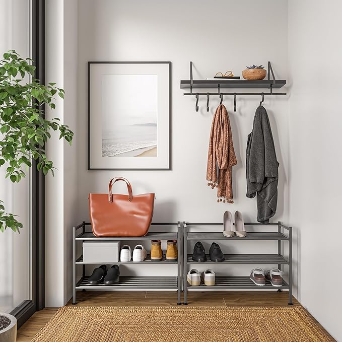 Seville Classics Sturdy Freestanding Storage Shelf for Bedroom, Closet, Entryway, Dorm Room Organizer Stackable Durable Metal