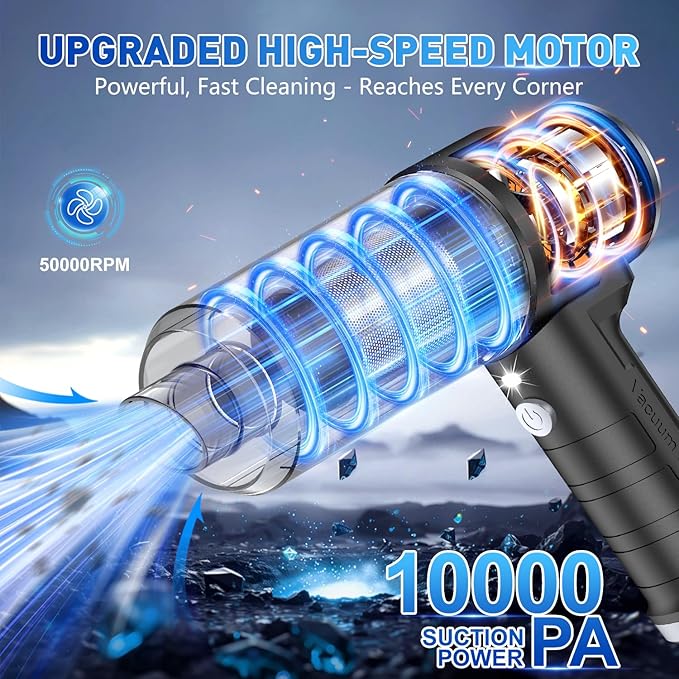 KMM Handheld Car Vacuum Cleaner, 10000PA Vacuum Cleaner & Air Duster, 120W High Power Hand Held Vacuum Cordless, Portable Vac