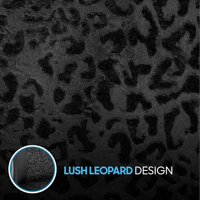 BDK Black Leopard Car Seat Covers for Front Seats, Animal Print Front Seat Cover Set with Matching Headrest, Sideless Design 