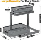 1-Pack Under Sink Storage Organizer with 2-Tier Slide Out Drawer, Sophisticated Mesh Pull Out Shelf for Kitchen & Bathroom, F