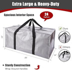 PANDA JOYS Extra Large Moving Bags with Zippers & Carrying Handles, Heavy-Duty Storage Tote for Space Saving Moving Storage, 