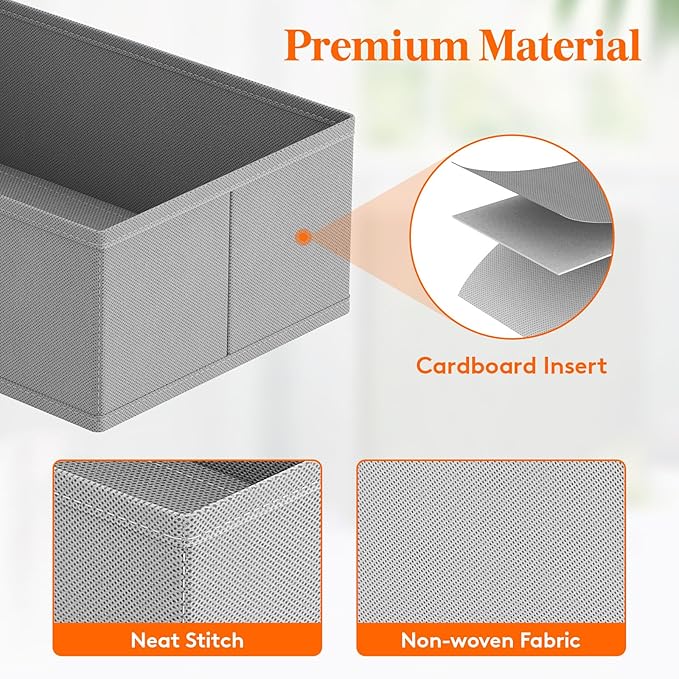 Lifewit Drawer Organizer Clothes for Closet 32 Pack, 3 Sizes Underwear Wardrobe Drawer Dividers, Fabric Foldable Dresser Stor