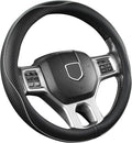 West Llama Customized Auto Car Steering Wheel Cover for Dodge RAM 1500 2500 3500, 15.5-16 inch (Black+Gray Line-Large Size)