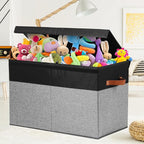 Gowee Large Toy Storage Box with Lid, Sturdy Toys Storage Chest Bin Organizer Basket with Dividers for Kids, Boys, Girls, Nur