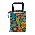 Car Garbage Bag Vintage Groovy 70s Floral Drawstring Car Trash Bag Hanging for Back Seat with Adjustable Buckle Canvas Vehicle Trash Can Easy-to-Install