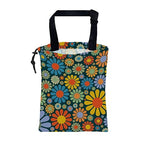 Car Garbage Bag Vintage Groovy 70s Floral Drawstring Car Trash Bag Hanging for Back Seat with Adjustable Buckle Canvas Vehicle Trash Can Easy-to-Install
