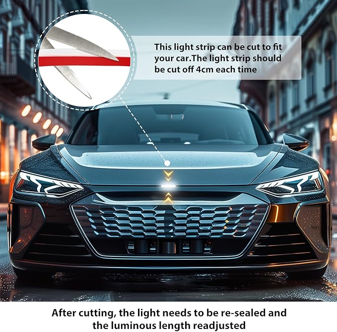 Car Hood Light Strip,White 94.5 Inches Dynamic Car LED Strip Lights,Turn Signal Lamp,Waterproof IP66 DRL Compatible with Chevy Silverado 1500 2500 GMC Sierra 1500 2500 Dodge Ram 1500 2500
