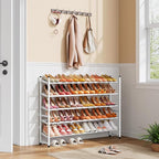 Tajsoon Expandable Shoe Rack for Closet 5 Tier, 29“-41“Adjustable & Stackable Shoe Shelf Storage, Metal Shoe Rack Organizer f