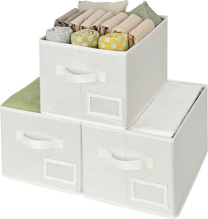 GRANNY SAYS Closet Organizer Bins with Label Holder, Fabric Storage Baskets, Foldable Storage Bins for Living Room, Decorativ
