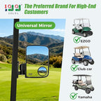 10L0L Golf Cart Mirror, Extra Large Side Rear View Universal for Yamaha, Club Car, EZGO, Folding Adjustable 180 Degree