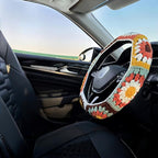 Handmade Steering Wheel Cover, Crochet Steering Wheel Cover, Sunflower Granny Square Wheel Cover, 14-15 inch, Universal fit，Boho Car Accessories, for Women and Girly (A Wheel Cover)