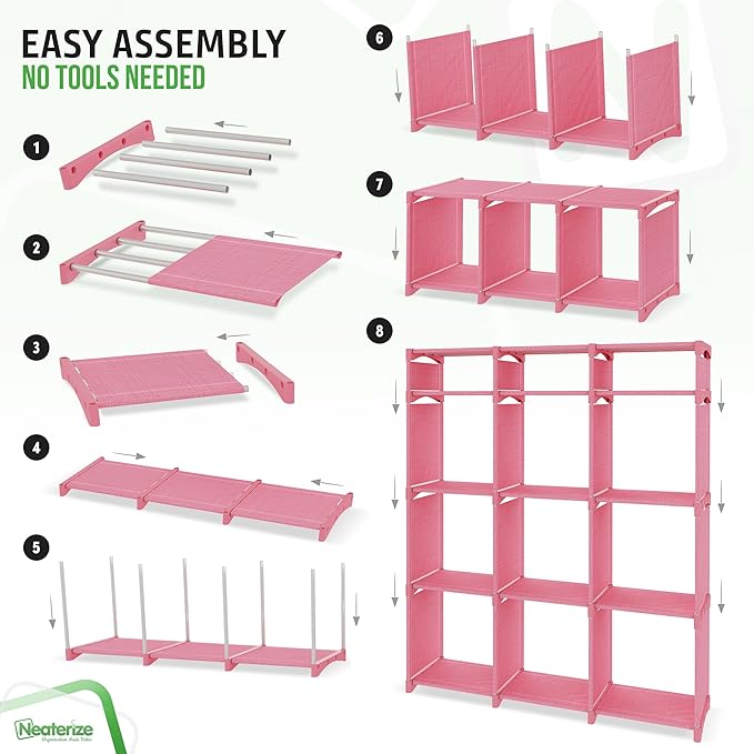 Cube Storage Organizer with Storage Bins Included - The Perfect Closet Organizers and Storage Solution. Includes 12 Storage C