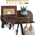 Solid Wood Mail and Key Holder for Wall Decorative Display - Includes Mail Holder, Shelf with Hooks for Keys & Pegs for Hangi