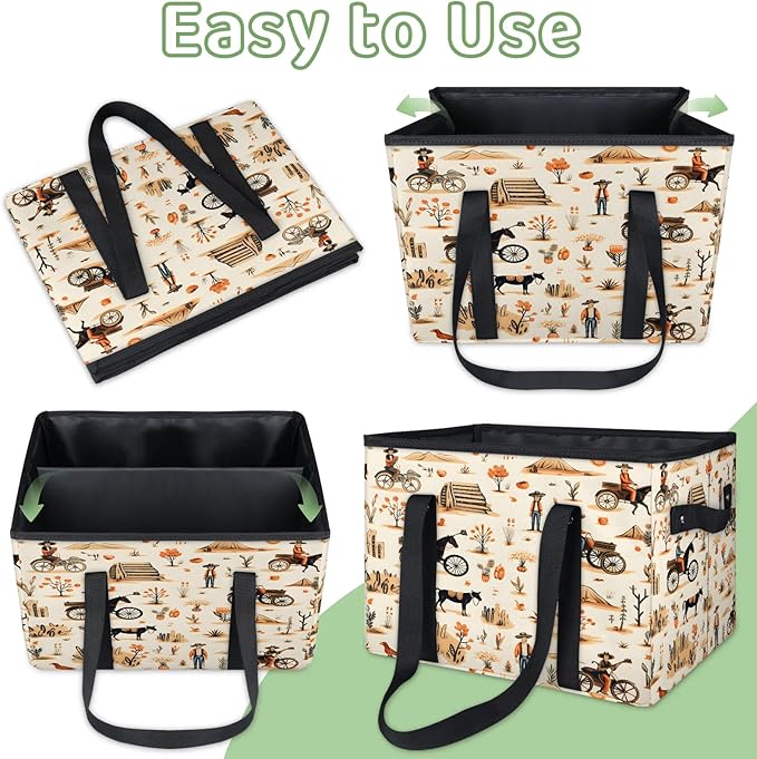Reusable Grocery Bags Heavy Duty Shopping Bags Foldable Large Tote Bags with Long Handles & Hard Bottom