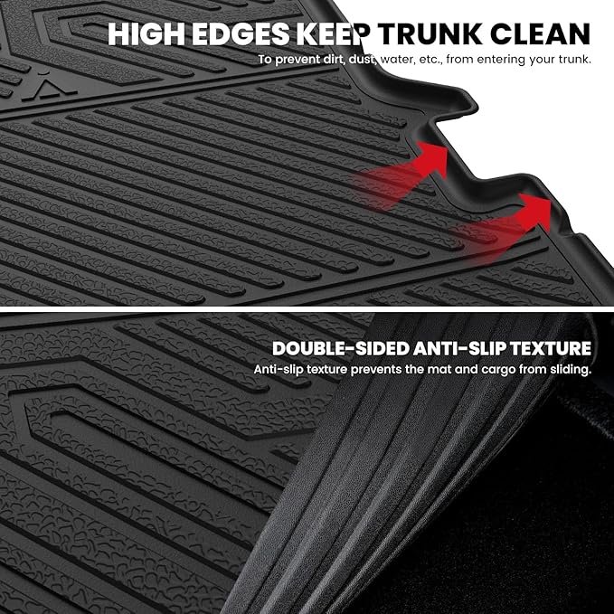 LASFIT Trunk & Backrest Mat for Ford Explorer 2011-2019, Custom Fit All Weather Protector TPE One-Piece Design Easy Installation Trunk with Seatback Mat, 1pc Black