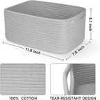 3-Pcs Shelf Baskets for Organizing, Closet Organizer Bins, Small Woven Baskets, Rope Toy Basket, Storage Basket for Shelves, 