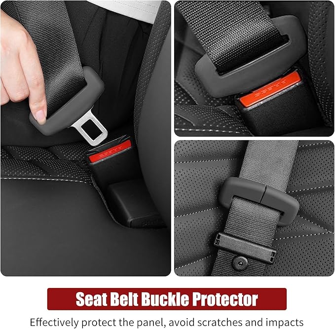 5pcs Car Seat Belt Buckler Cover, Silicon Anti-Scratch Seatbelt Buckler Protector Silencer Clip Holster for BMW Accessories, Car Interior Accessories for Men and Women (5pcs Light Brown)