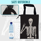 Car Garbage Bag Human Skeleton Posing Hanging Canvas Car Trash Bag Waterproof Drawstring Car Back Seat Organizer for Car Back Front Seat Console with Adjustable Buckle