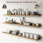 Axeman 48 Inch Floating Shelves | Brown Picture Ledge Shelf Set of 3 | Rustic Brown Wood Wall Shelves with Lip | 48" Picture 