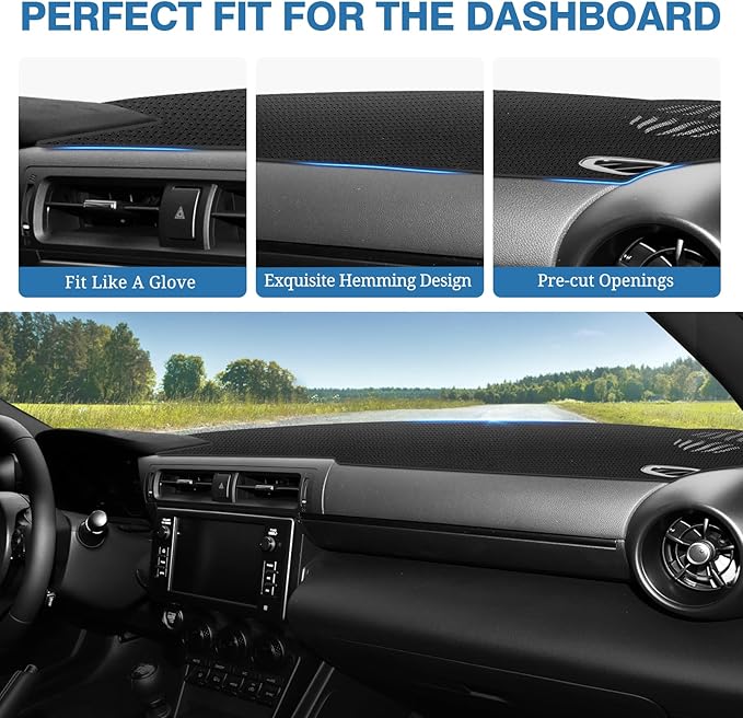 FIILINES Dash Cover for Toyota GR86/Subaru BRZ 2022-2026, Dashboard Mat Cover Accessories Sunshade Nonslip Mesh Protector No 