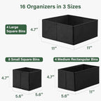 Kootek 16 Pack Drawer Organizer Clothes, Dresser Drawer Organizers for Clothing Fabric Foldable Closet Organizers and Storage