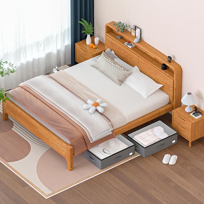 Under Bed Storage with Wheels, No Assemble Required 10 inches height Under Bed Storage bins,Large capacity Rolling Underbed S