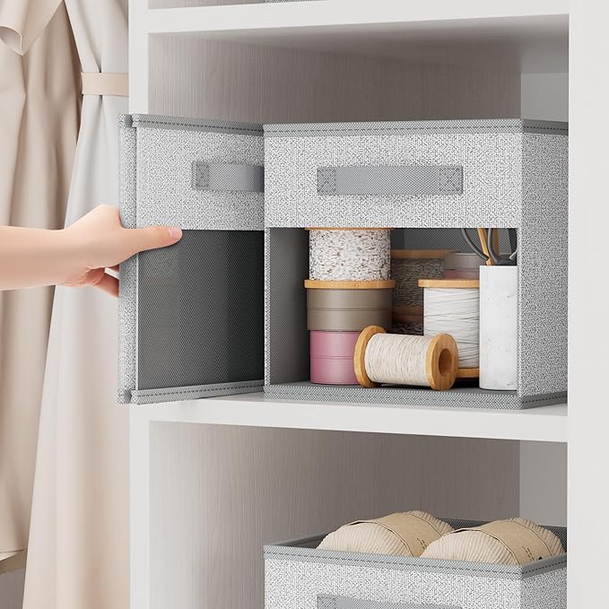 DIMJ Collapsible Storage Cubes, 8 Packs Cube Storage Bins with Window, Fabric Storage Baskets for Shelves, Closet Storage Box