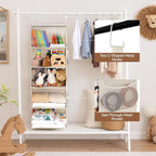 StorageWorks 5-Shelf Hanging Closet Organizers, Foldable Closet Storage Organizer with 2 Side Pockets, Portable Hanging Shelv