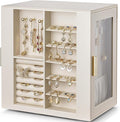 VLANDO 360ｰ Rotating Jewelry Box with 5 Drawers, Mothers Day Mom Gifts, Large Jewelry Storage with 2 Glass Window, PU Leather