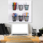 Spakon 6 Sets Pegboard Cups with Ring Hook, Peg Board Baskets Bin Holder Organizer Accessories Pegboard Pencil Cup Multipurpo