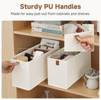StorageWorks Thin Narrow Baskets for Storage, Small Storage Bins, Fabric Storage Bins with PU Handle, Ideal for Slim Shelves,
