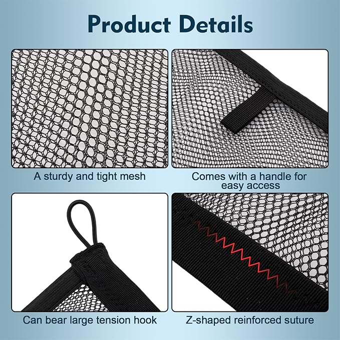 2 Pack Small Cargo Net Pocket Storage Mesh Netting Organizer with 8 PCS Mounting Screws for Car RV SUV Camper Boat 15.7 x