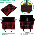 WISELIFE Reusable Grocery Bags 4 Pack,Large Grocery Tote Bag Water Resistant Shopping Bags Foldable Grocery Bag for Clothes,Shoes and Picnic,Red