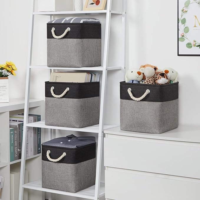 Temary Storage Baskets 4 Pack Fabric Storage Cubes Basket for Organizing, Collapsible Cloth Baskets with Handles for Shelves,
