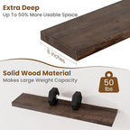 Floating Shelves for Wall Decor, Rustic Solid Elm Wood Live Edge Floating Shelves Wall Mounted, Wall Shelves with Invisible B