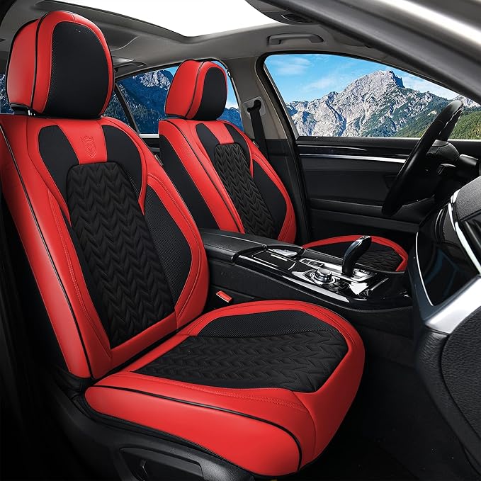 Coverado Car Seat Cover, Front Seat Cover, 2PCS Car Seat Protector, Seat Covers for Cars, Breathable Faux Leather Car Seat Cu